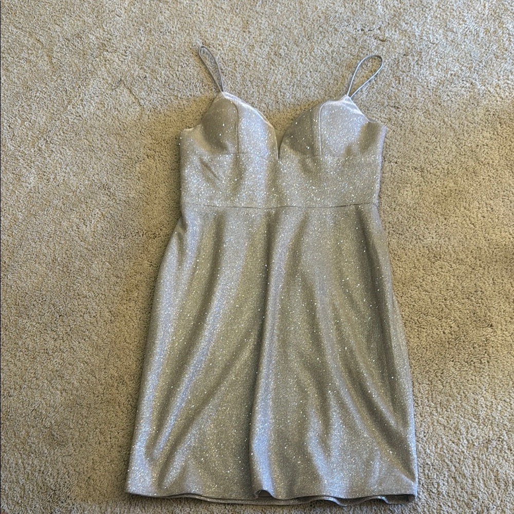 Gianni Bini Champagne Glitter Mini Dress